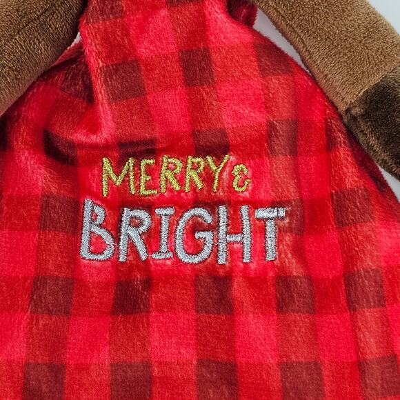 Christmas Baby Lovey Rudolph Reindeer Comfort Clutch Security Blanket Embroidery - Picture 4 of 9